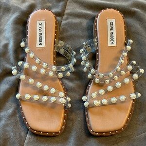 Steve Madden Women's Sandals with Pearl Accents - Tan